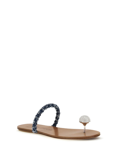 Sandals Jewel-Embellished Dark Denim