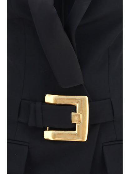 Dress Grain De Poudre Belted Black