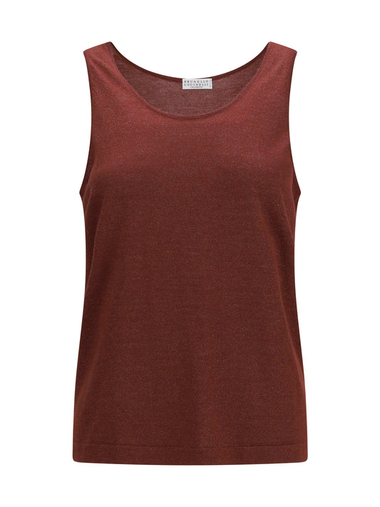 Luminous Knit Tank Top Red Bean