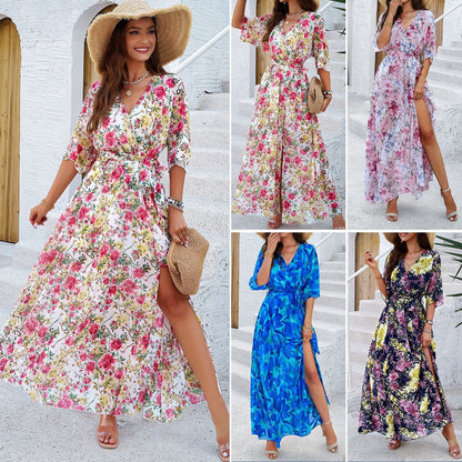 Women’s Spring/Summer Elegance Printed Waist Dress