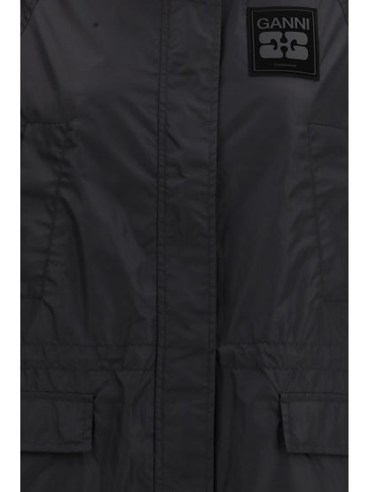 Long Parka Flyweight Banana Graphic Black