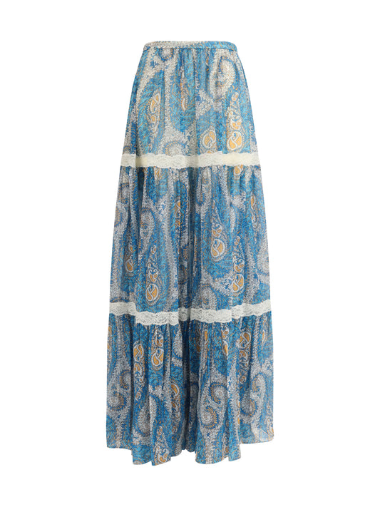 Maxi Skirt Silk Crepon Multicolour