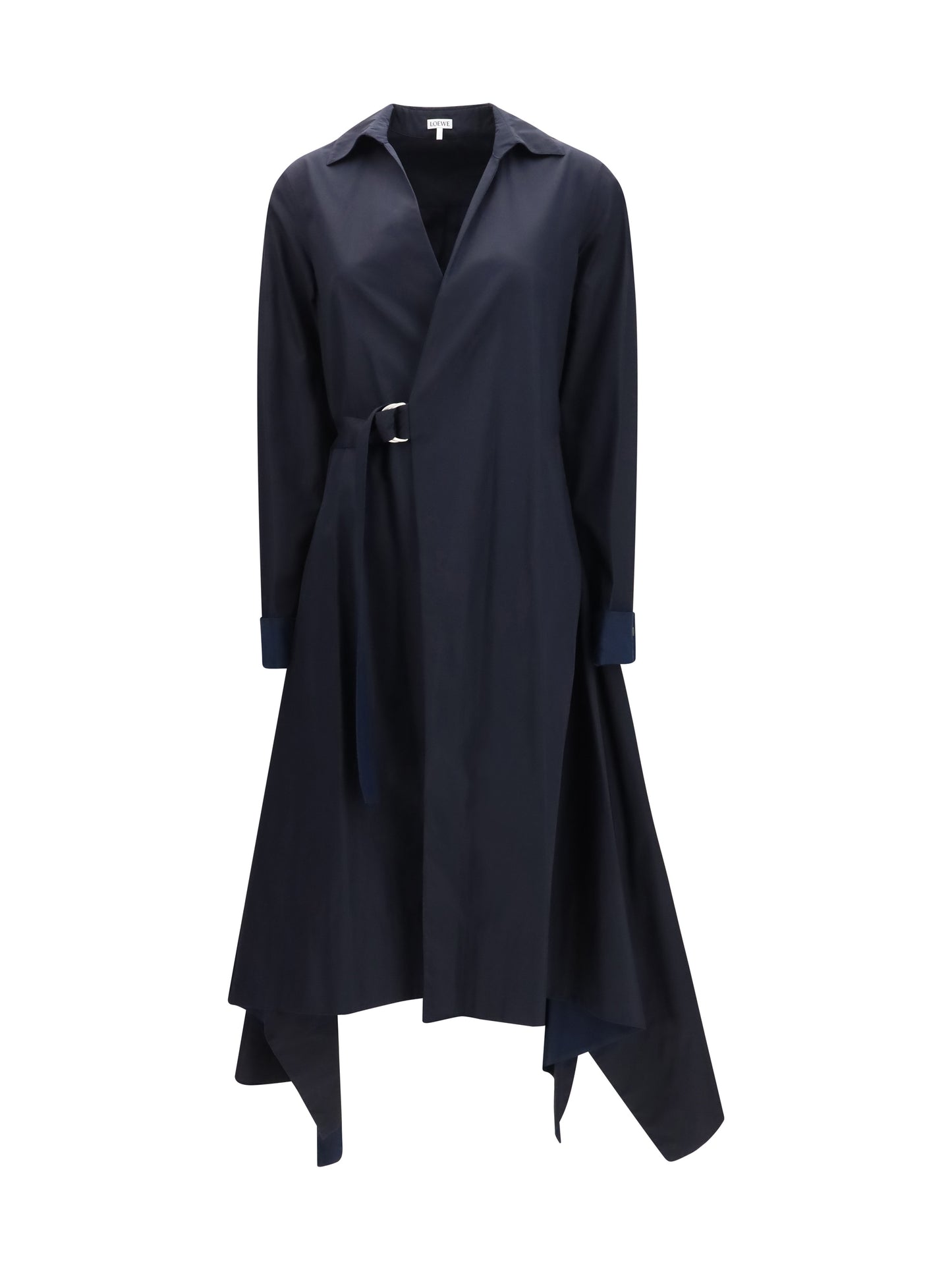 Belted Midi Dress Navy Blue