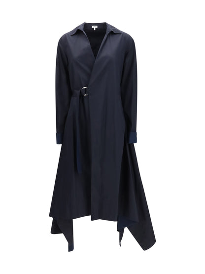 Belted Midi Dress Navy Blue