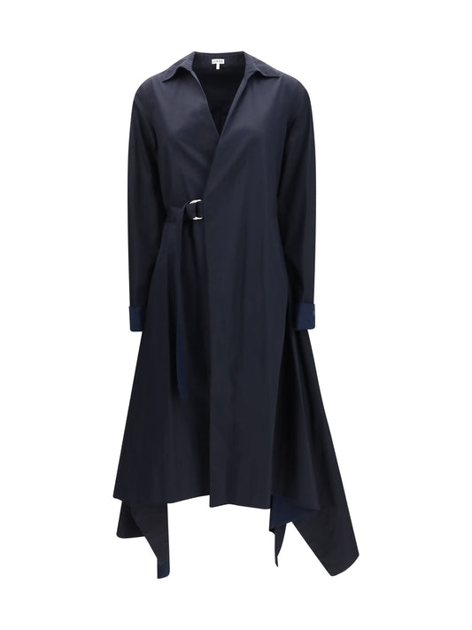 Belted Midi Dress Navy Blue