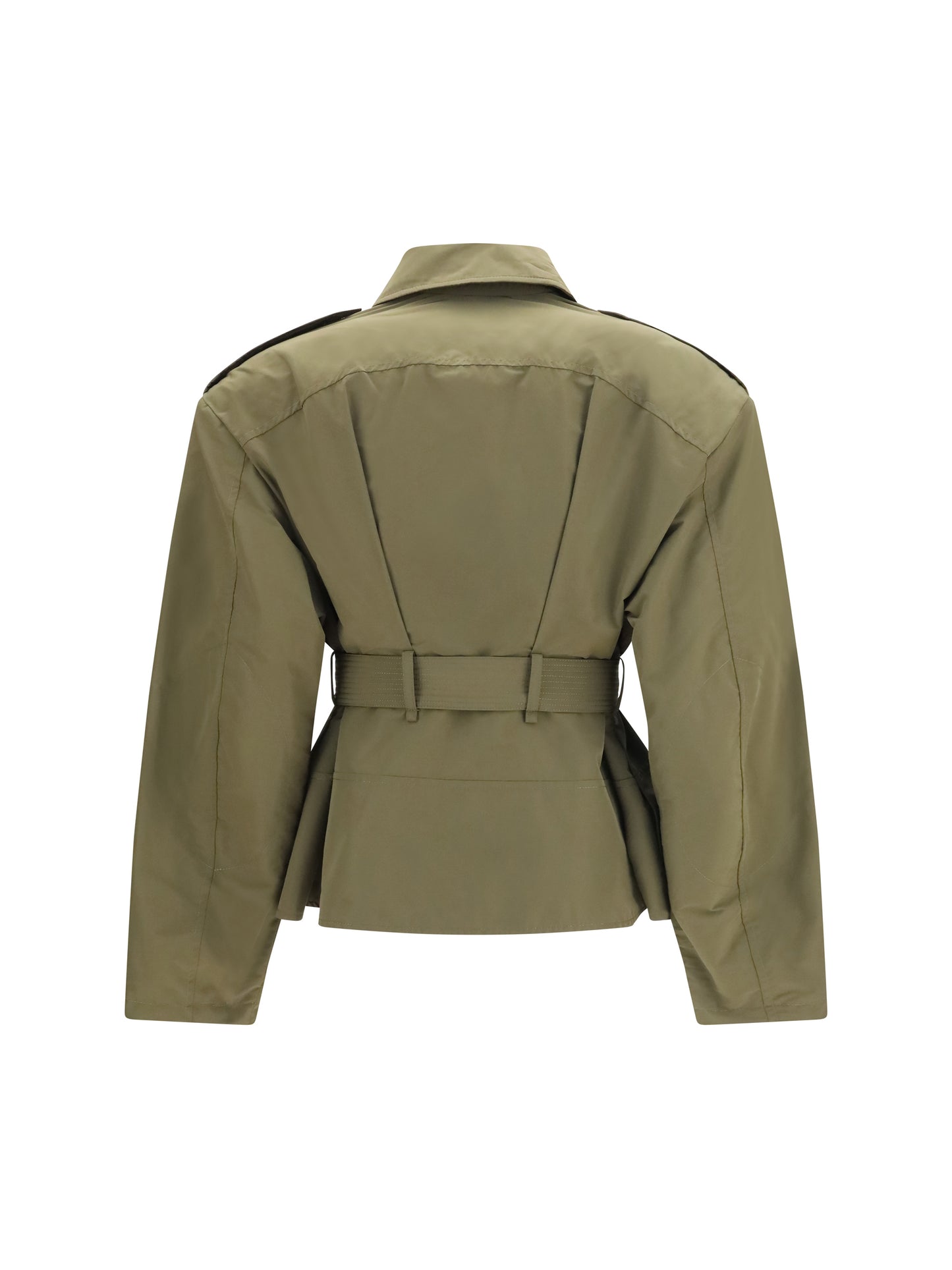 Jacket Cropped Belted High-Neck Woodland Green