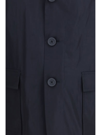 Jacket Packable Logo Print Navy