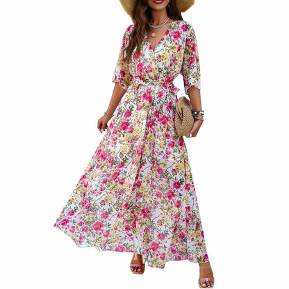 Women’s Spring/Summer Elegance Printed Waist Dress
