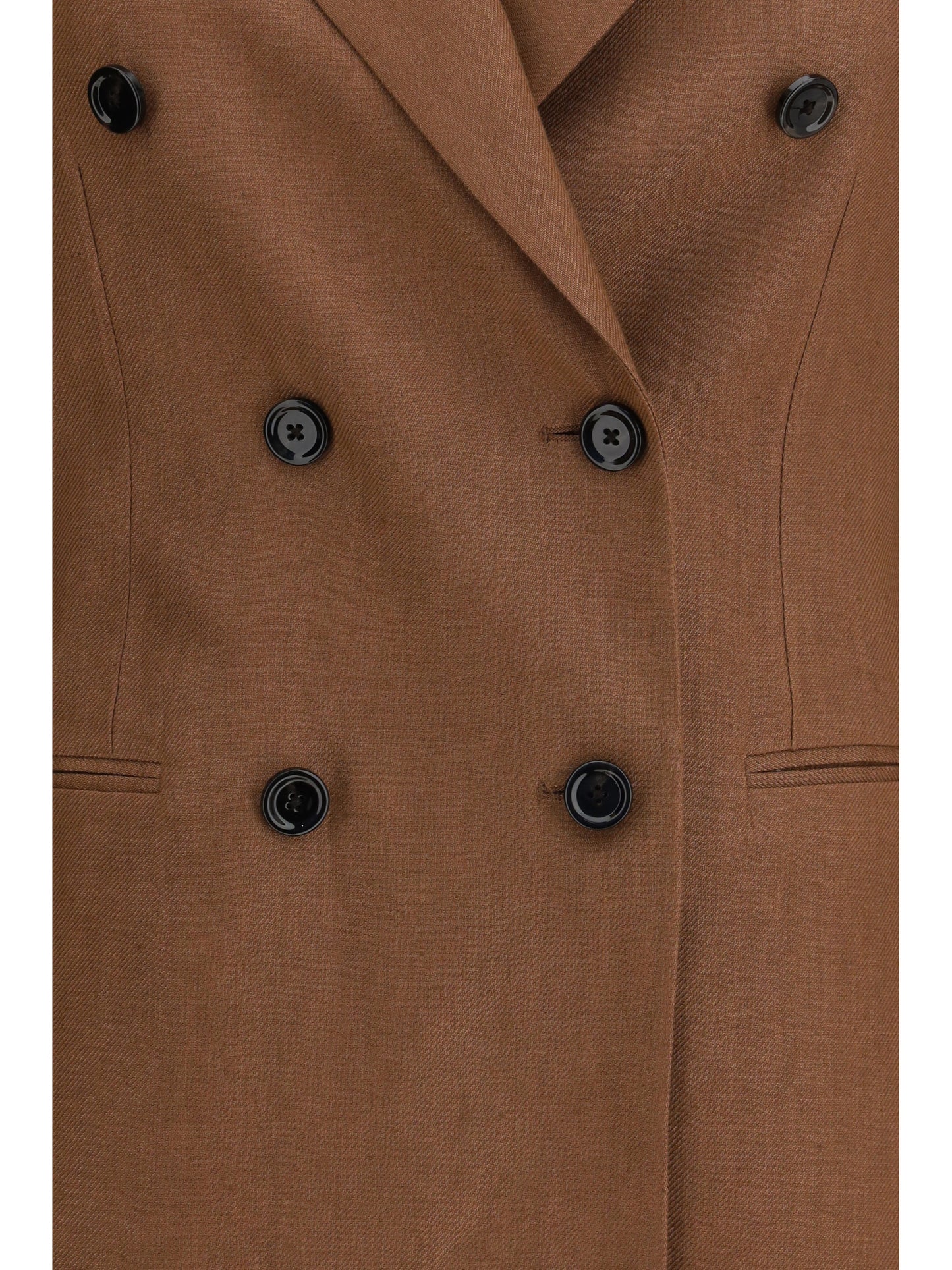 Double-Breasted Linen Blazer Brown