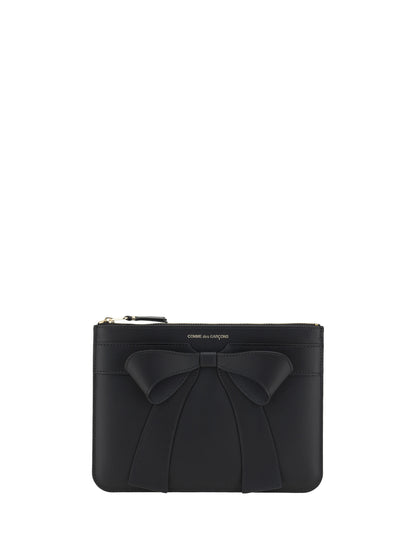 Coin Purse Big Bow Black Leather