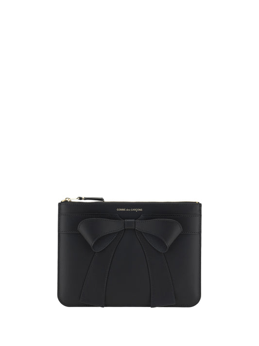 Coin Purse Big Bow Black Leather