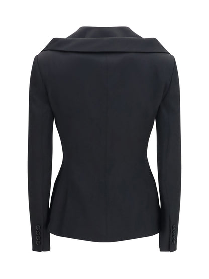 Jacket Off-Shoulder Black Merino Wool