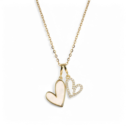 Mint & Lily Mother of Pearl & Pave Hearts Necklace