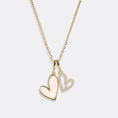 Mint & Lily Mother of Pearl & Pave Hearts Necklace