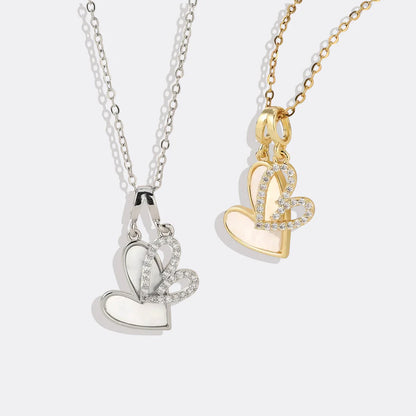 Mint & Lily Mother of Pearl & Pave Hearts Necklace