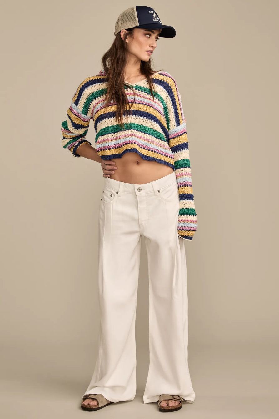 Lucky Brand Women's Wide Leg Pleated Liquid Denim Luxe Palazzo
