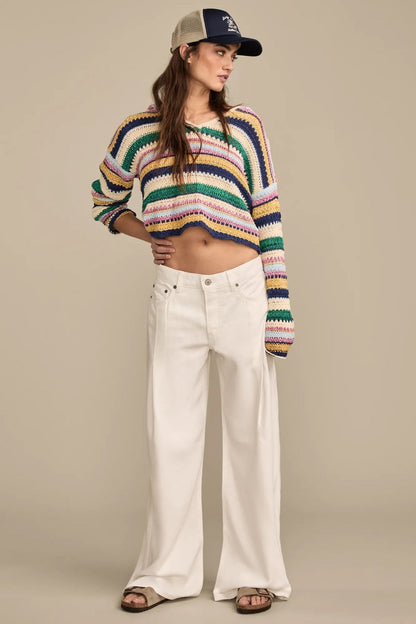 Lucky Brand Women's Wide Leg Pleated Liquid Denim Luxe Palazzo