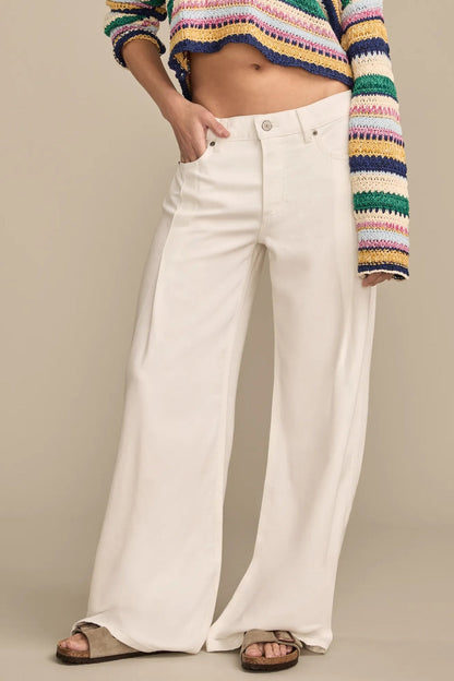Lucky Brand Women's Wide Leg Pleated Liquid Denim Luxe Palazzo