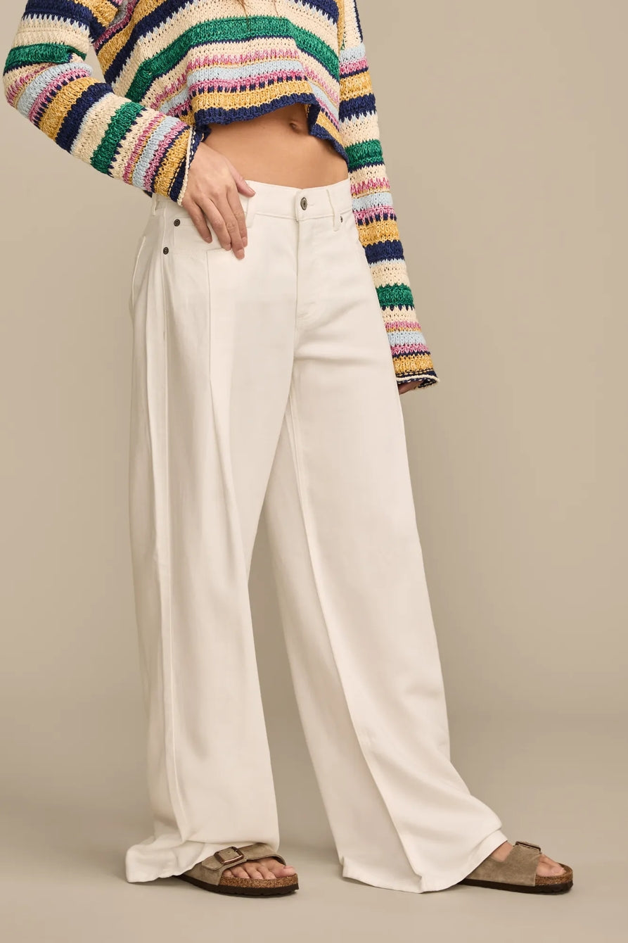 Lucky Brand Women's Wide Leg Pleated Liquid Denim Luxe Palazzo