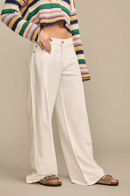 Lucky Brand Women's Wide Leg Pleated Liquid Denim Luxe Palazzo
