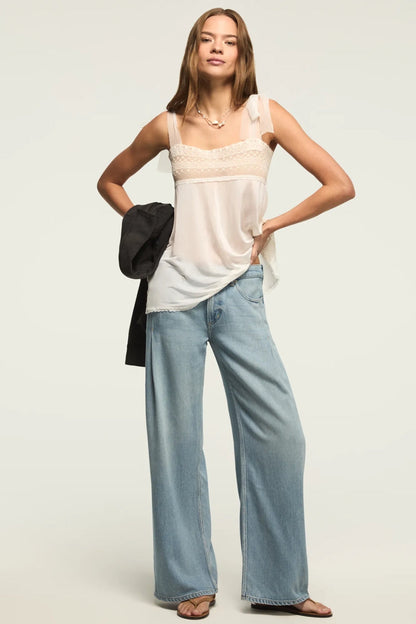 Lucky Brand Women's Pleated Liquid Denim Luxe Palazzo - River