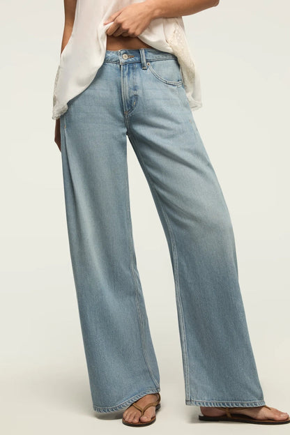 Lucky Brand Women's Pleated Liquid Denim Luxe Palazzo - River