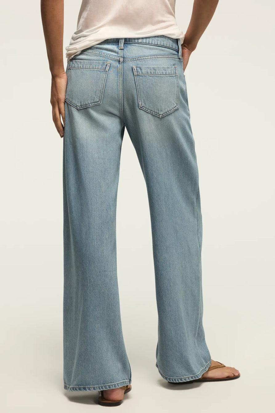 Lucky Brand Women's Pleated Liquid Denim Luxe Palazzo - River