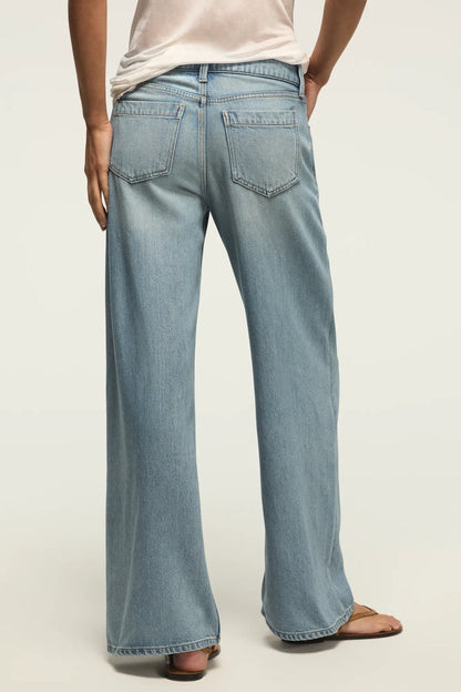 Lucky Brand Women's Pleated Liquid Denim Luxe Palazzo - River