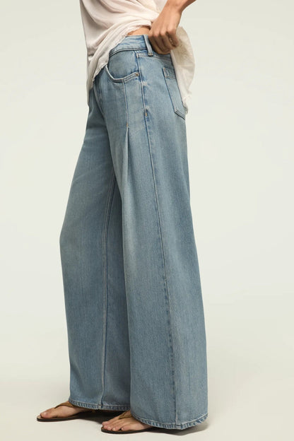 Lucky Brand Women's Pleated Liquid Denim Luxe Palazzo - River