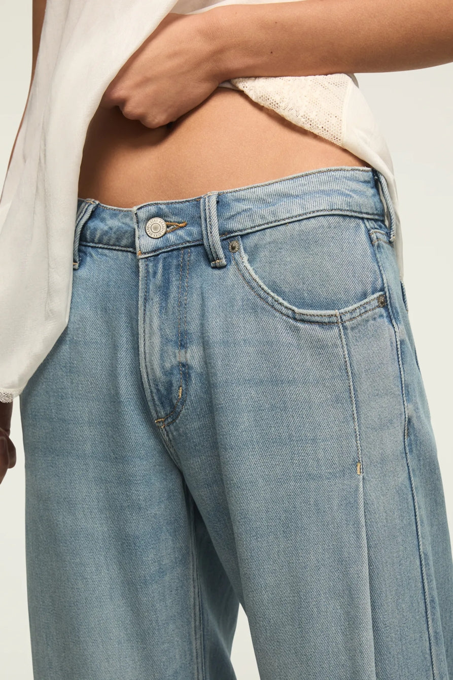 Lucky Brand Women's Pleated Liquid Denim Luxe Palazzo - River
