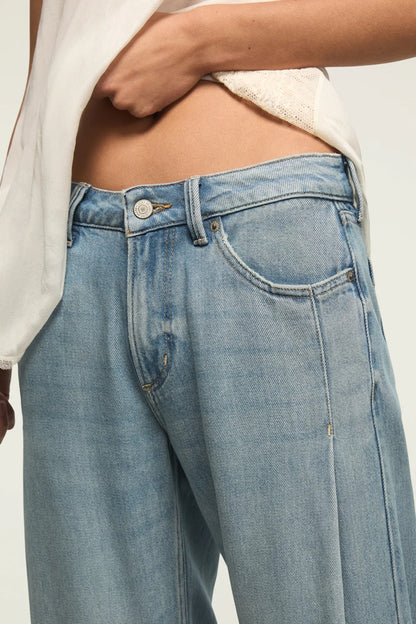 Lucky Brand Women's Pleated Liquid Denim Luxe Palazzo - River