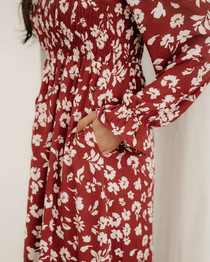 Lydia Sleeve Square Neck Smocked Maxi Dress