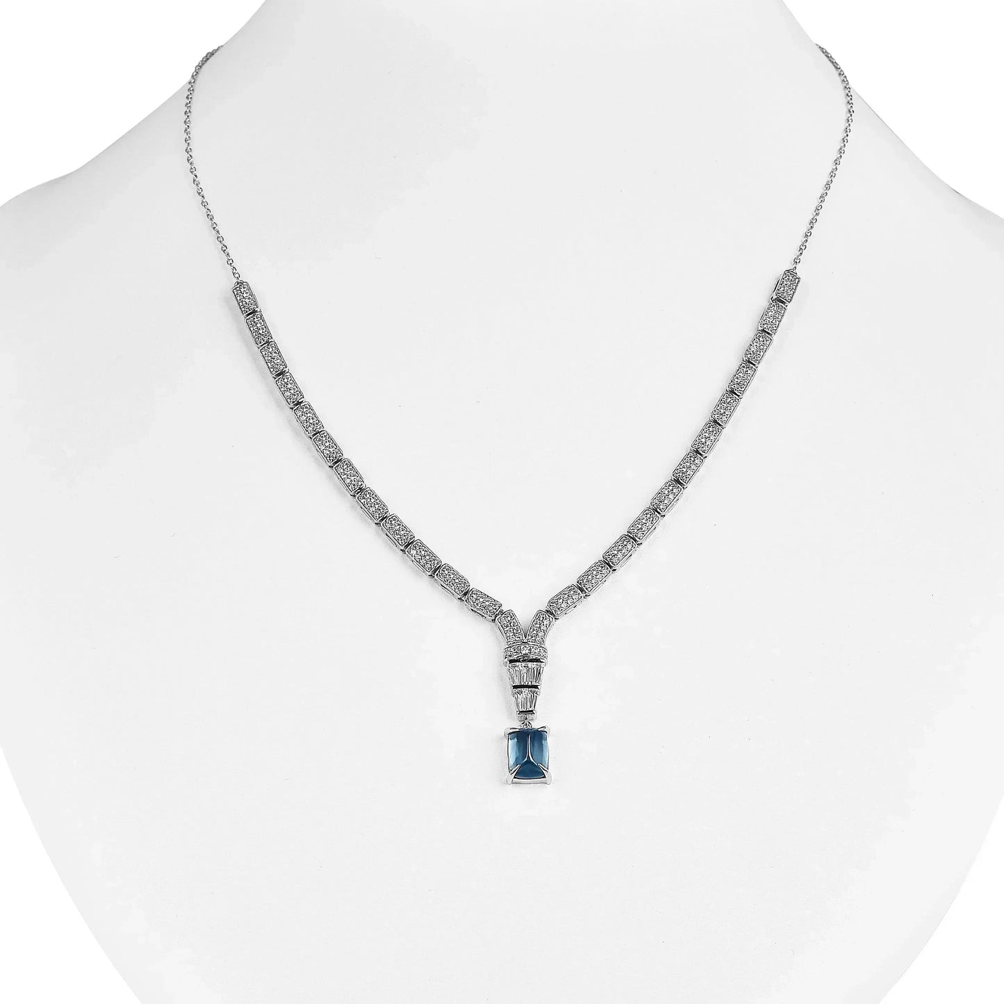 Natural London Blue Topaz Birthstone Necklace