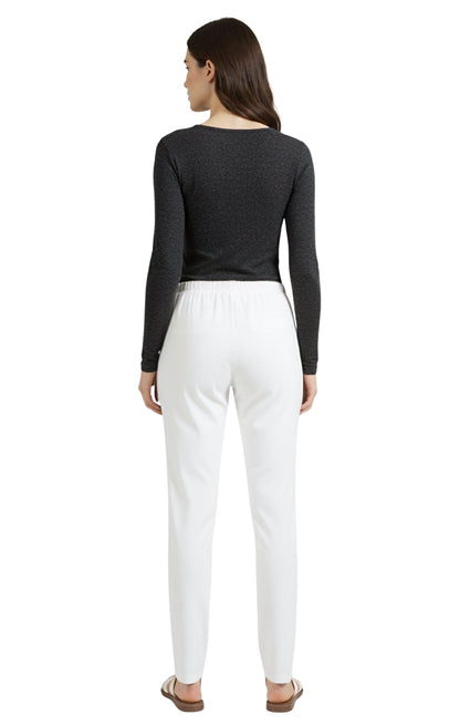 Womens Classic Poly Knit Pants - Pull On Slacks with Elastic Waist