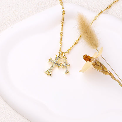Mint & Lily Double Cross Pendant Necklace