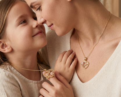 14k Gold Flowers MOMMY-ME Break-apart Heart Pendant Only