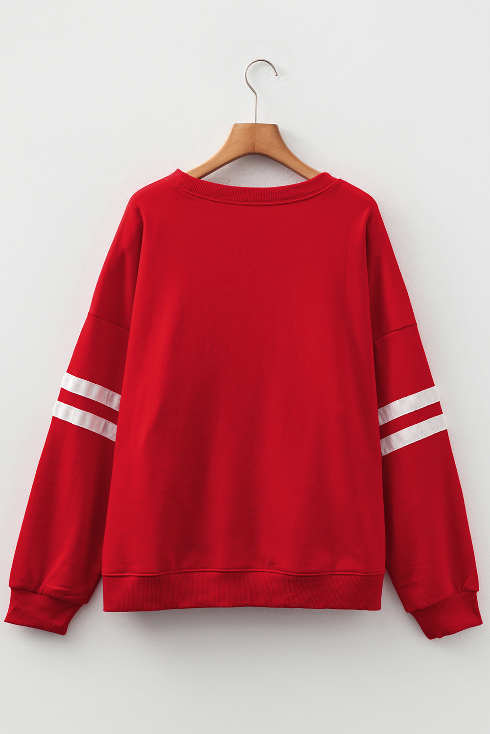 Sophia Varsity Striped Detail Sweatshirt - Light Gray / 1X - 14W-16W