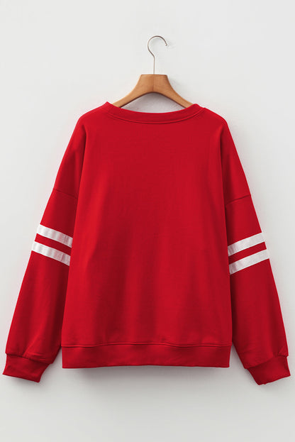 Sophia Varsity Striped Detail Sweatshirt - Light Gray / 1X - 14W-16W