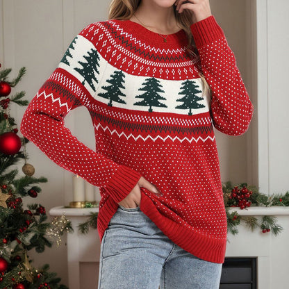 Women's Casual Pine Pattern Sweater