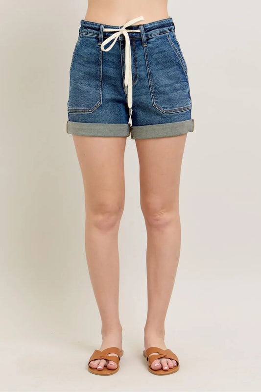 Judy Blue Full Size High Rise Cuff Denim Shorts Plus Size