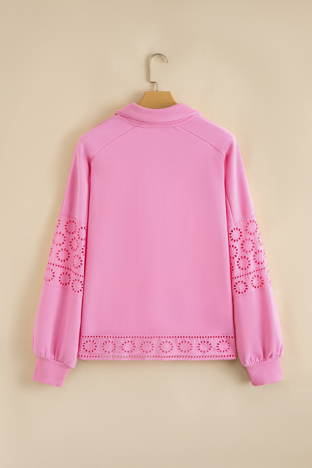 Threaded Pear Evangeline Embroidered Flower Buttons Pullover Sweatshirt