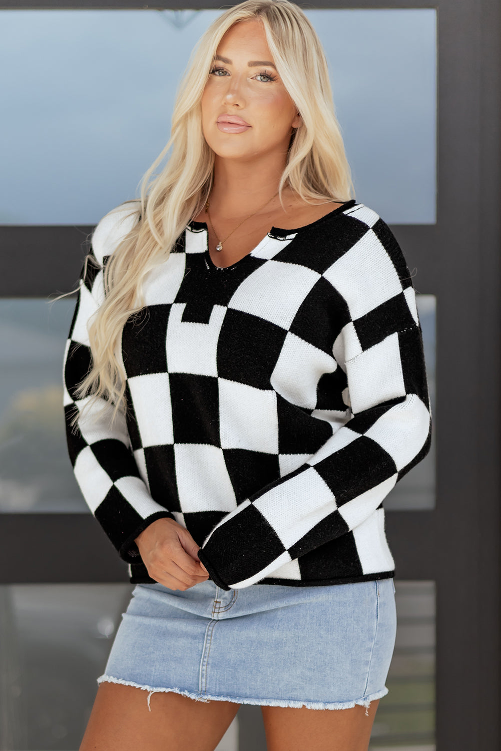 Threaded Pear Amelia Drop Shoulder Knit Sweater