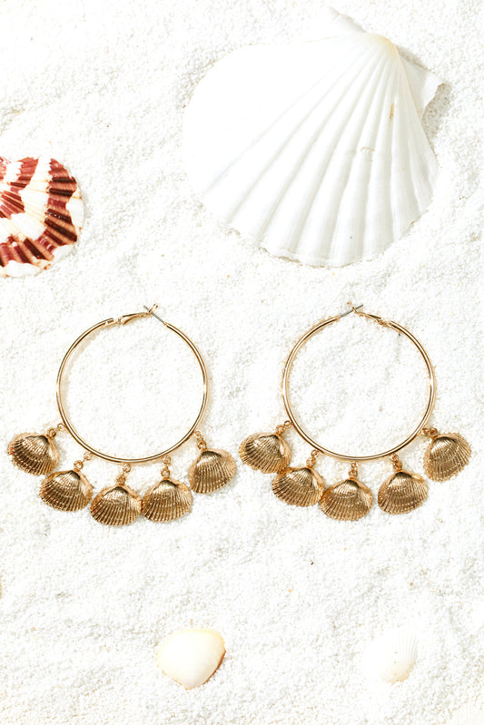 Threaded Pear Lyra Vacation Shell Hoop Earrings