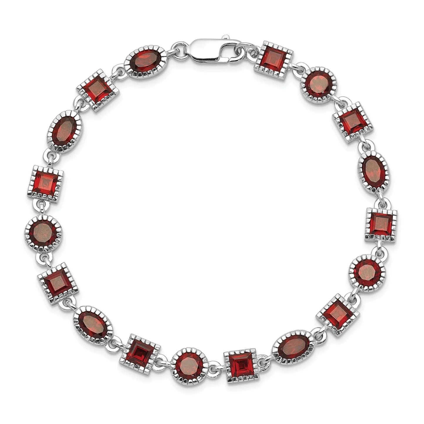 Genuine Red Garnet Sterling Silver Link Bracelets