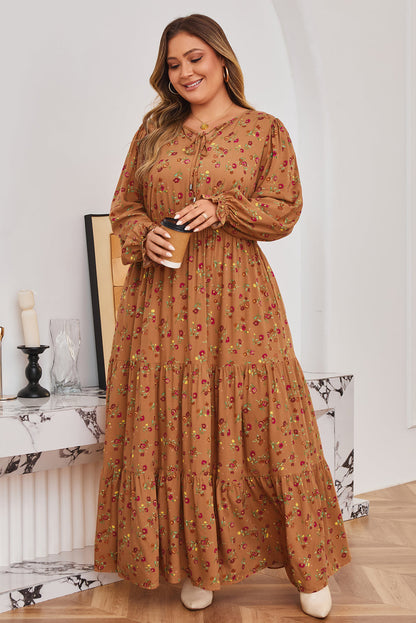 Threaded Pear Charleigh Sleeve Tiered Maxi PLUS Dress