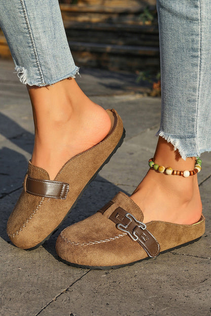 Threaded Pear Ayleen Leather Strap Mule Slippers