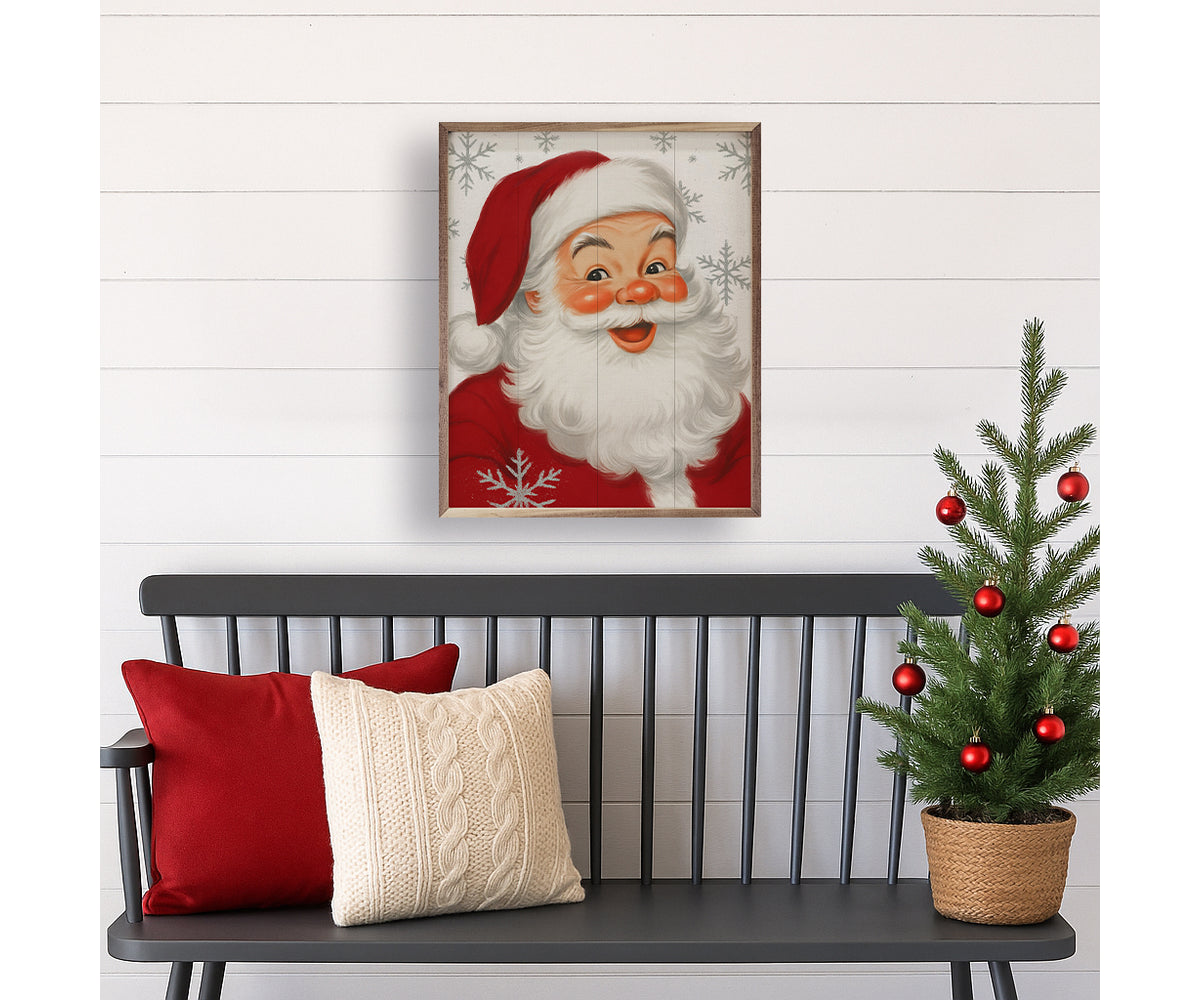 Kendrick Home Cherry Santa Snowflakes