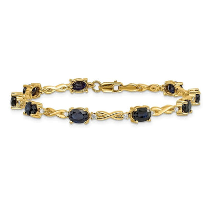 Genuine Sapphire Diamond Bracelets 14K Yellow Gold