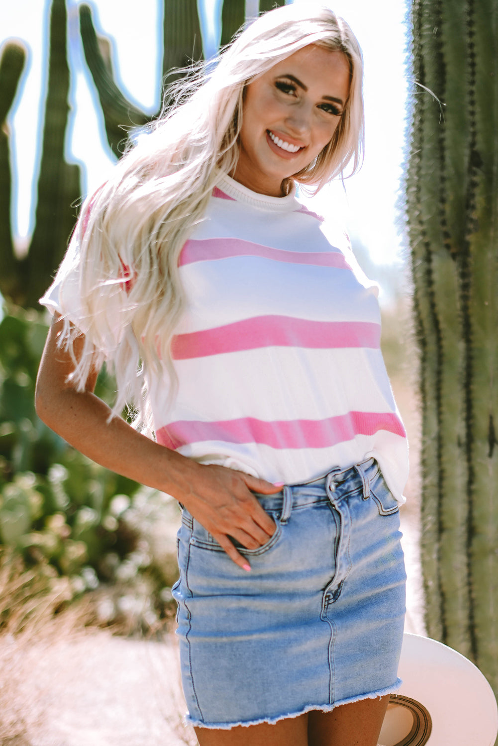 Threaded Pear Summer Sleeve Lightweight Knitted Top
