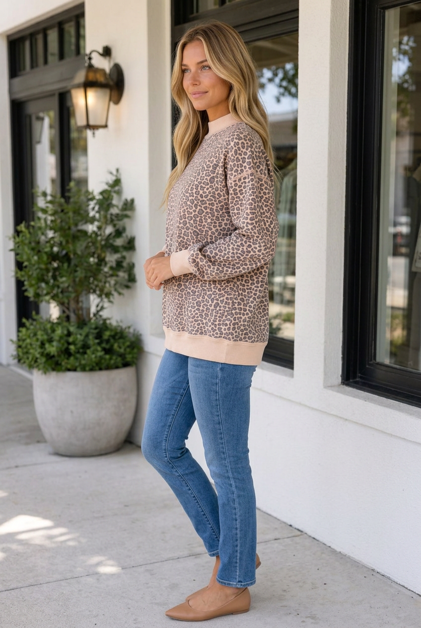 Threaded Pear Laila Ribbed Cuffs Hem Sweatshirt